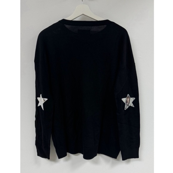 Zadig & Voltaire Cece Star Patch Cashmere Sweater in Black. - Picture 6 of 11